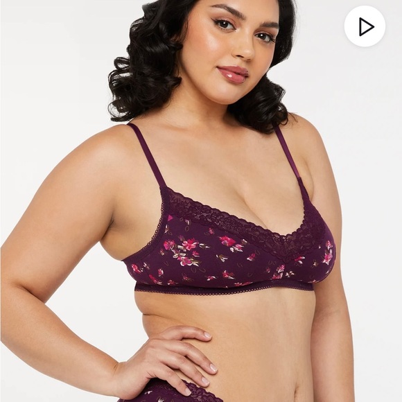 Savage x Fenty cotton essentials lace trim Bralette late night purple size L - Picture 3 of 10